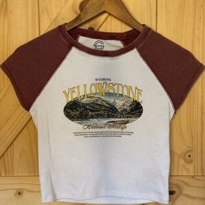 Yellowstone Graphic Crop Top - White and Brown